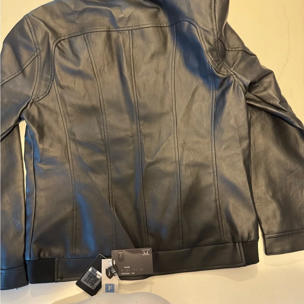F Collection Black Leather Jacket - Picture 2 of 4
